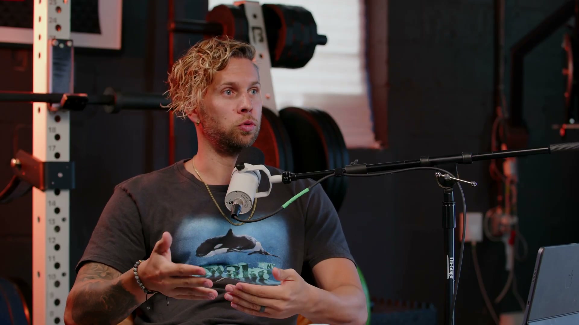 Scottie Parker mid-conversation while recording the Fully Alive Podcast